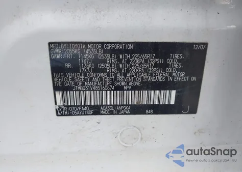 2008 Toyota Rav4 Limited from USA, damaged, VIN JTMBD31V485160874